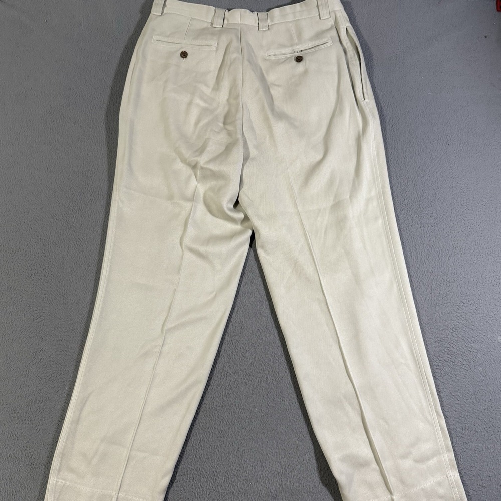 Tommy Bahama Men's‎ 100% Silk Pants 36 x 30 Khaki Beige Pleated Front High Rise - Picture 3 of 6